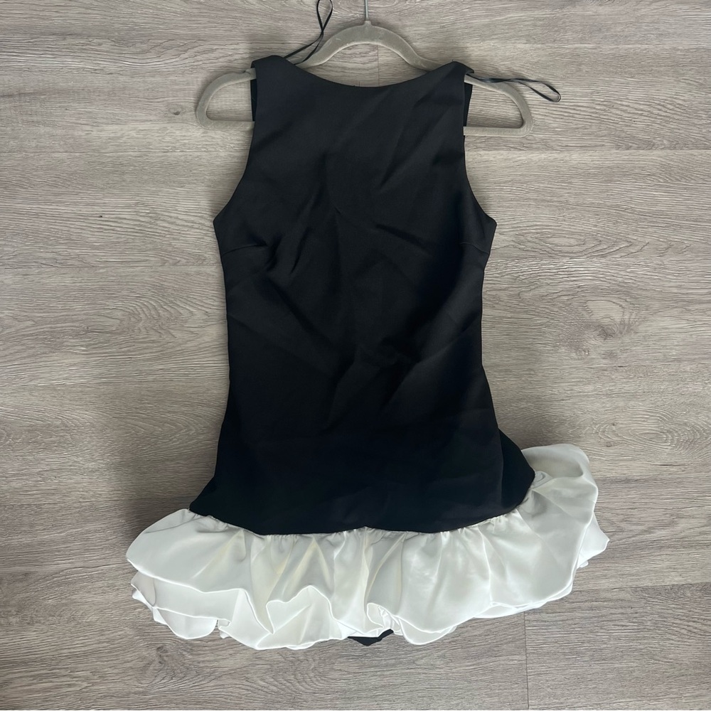 Zara contrasting jumpsuit mini tutu Elegant Black and White Mini Dress